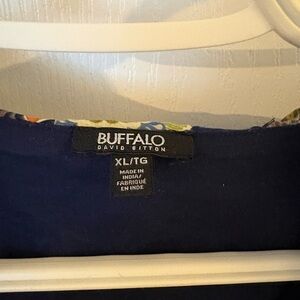 Buffalo David Bitton Navy Blue Scoop Neck Top